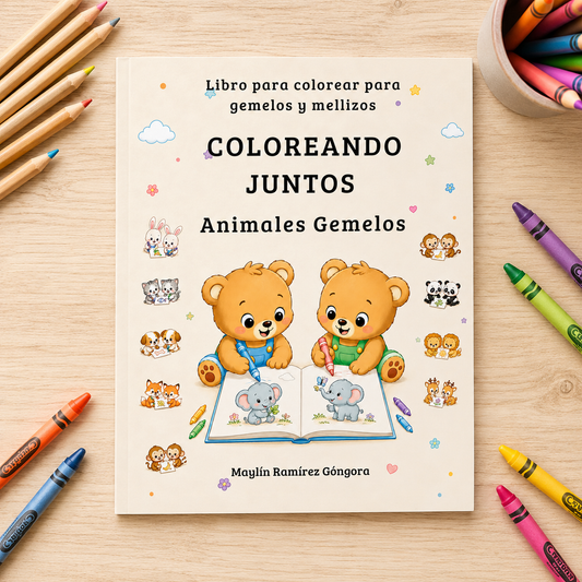 COLOREANDO JUNTOS: Animales Gemelos | Libro para Colorear para Gemelos y Mellizos