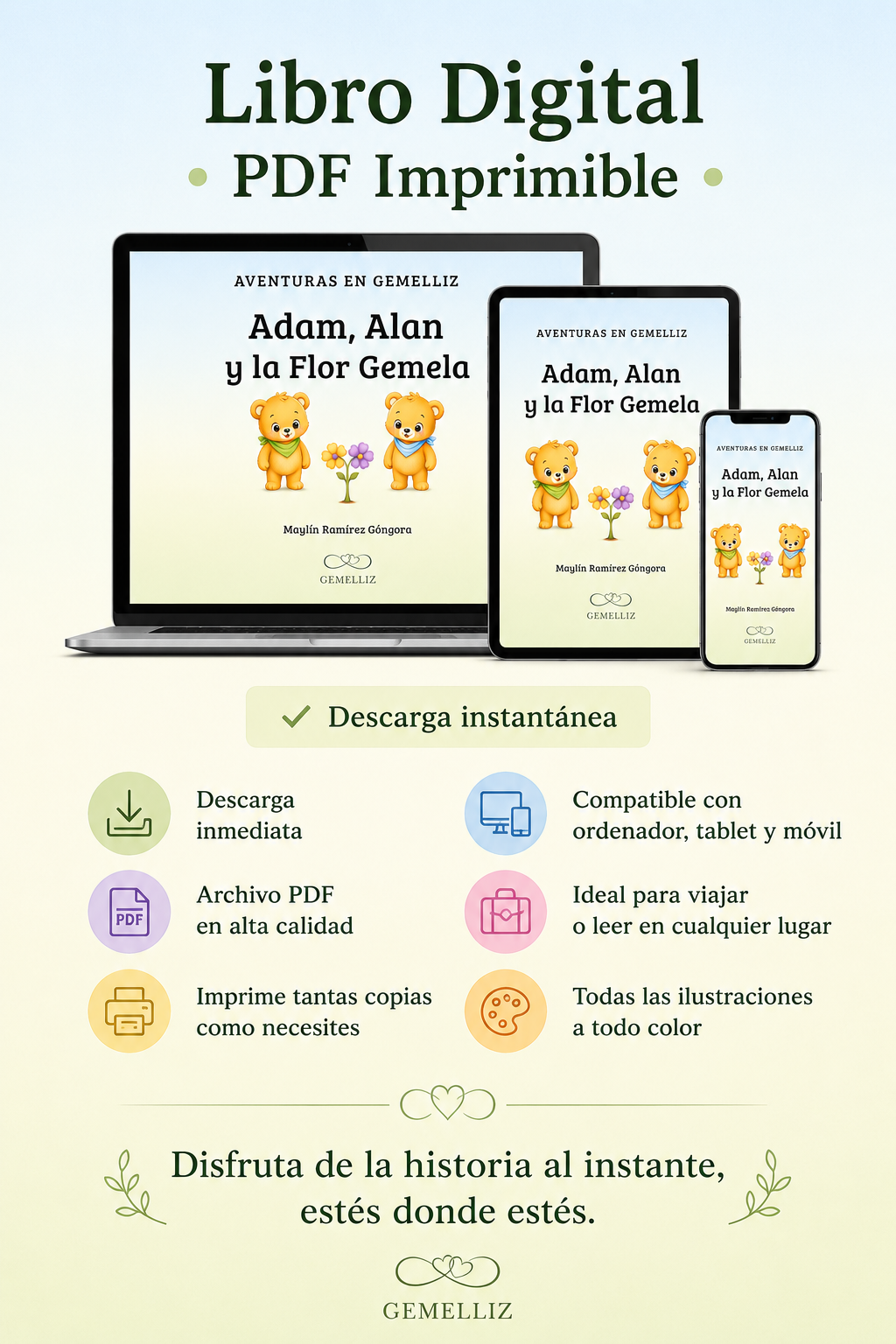 Adam, Alan y la Flor Gemela | Cuento para gemelos y mellizos