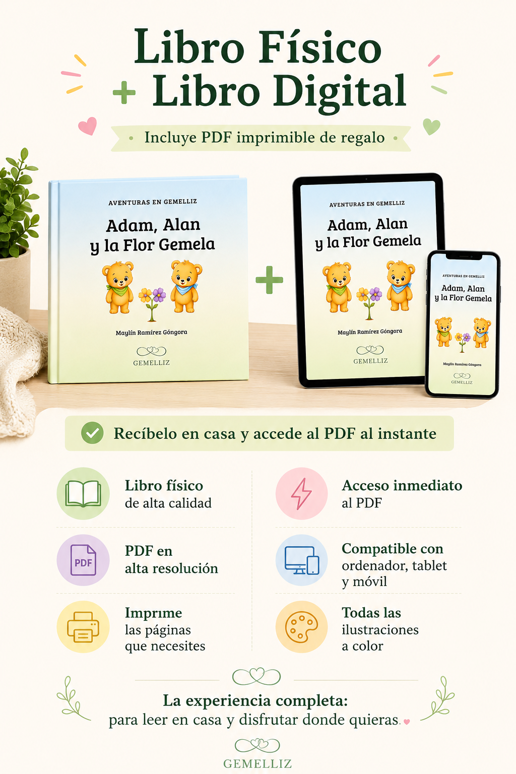 Adam, Alan y la Flor Gemela | Cuento para gemelos y mellizos