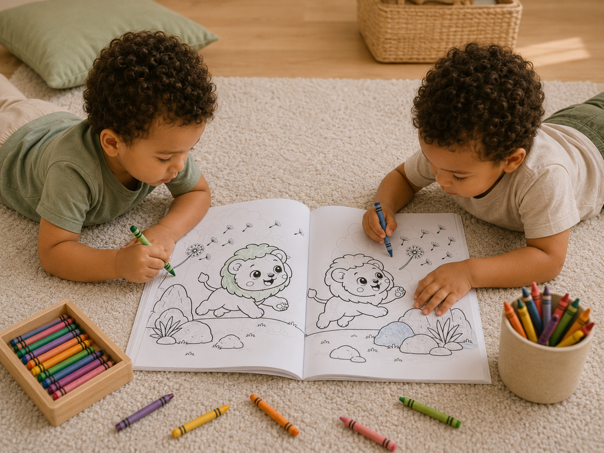 COLOREANDO JUNTOS: Animales Gemelos | Libro para Colorear para Gemelos y Mellizos