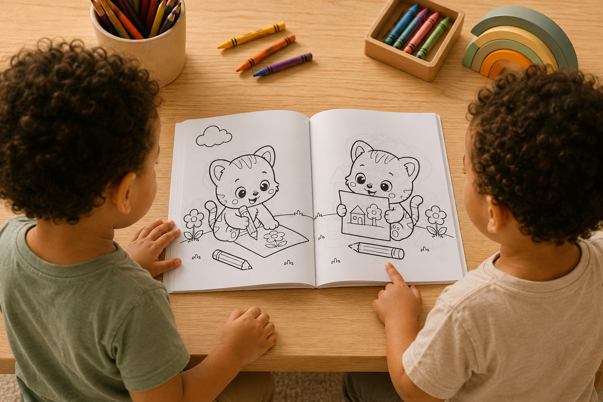 COLOREANDO JUNTOS: Animales Gemelos | Libro para Colorear para Gemelos y Mellizos