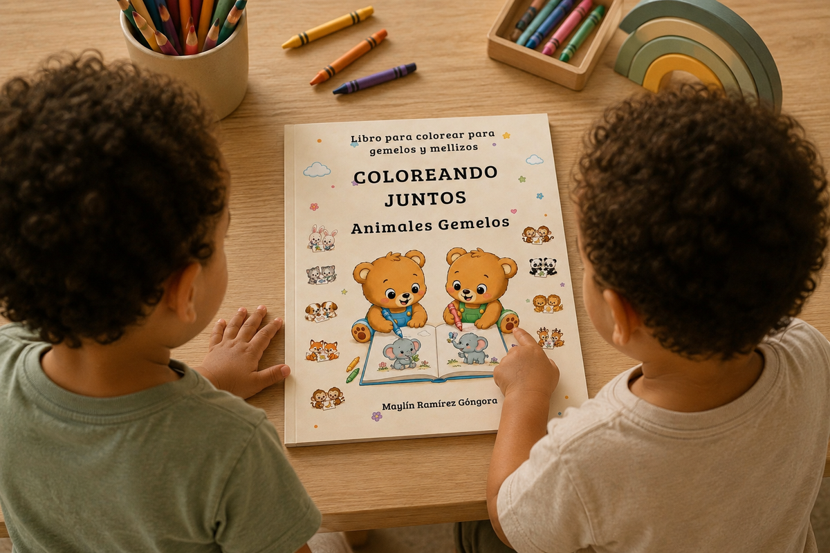 COLOREANDO JUNTOS: Animales Gemelos | Libro para Colorear para Gemelos y Mellizos
