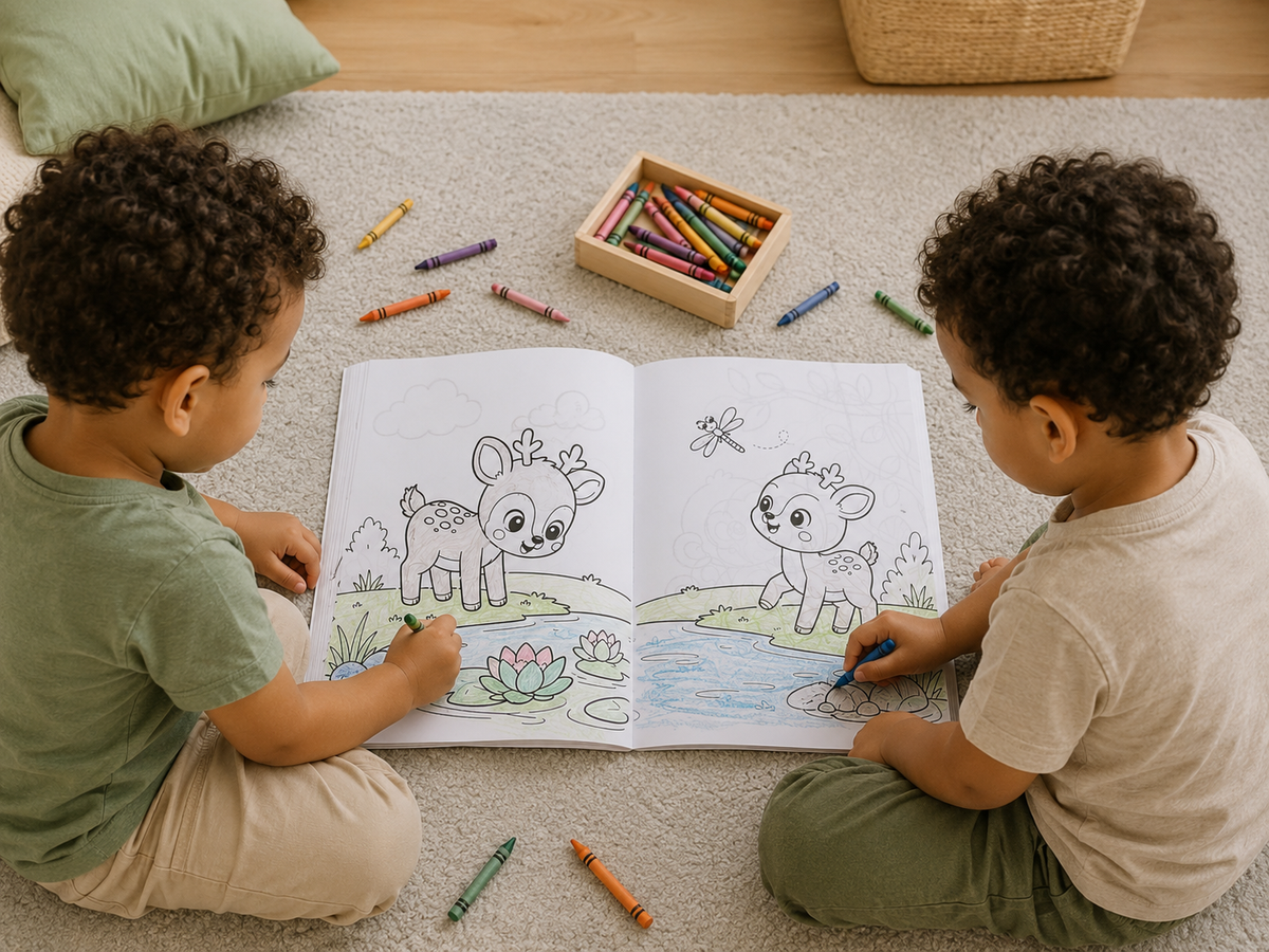 COLOREANDO JUNTOS: Animales Gemelos | Libro para Colorear para Gemelos y Mellizos