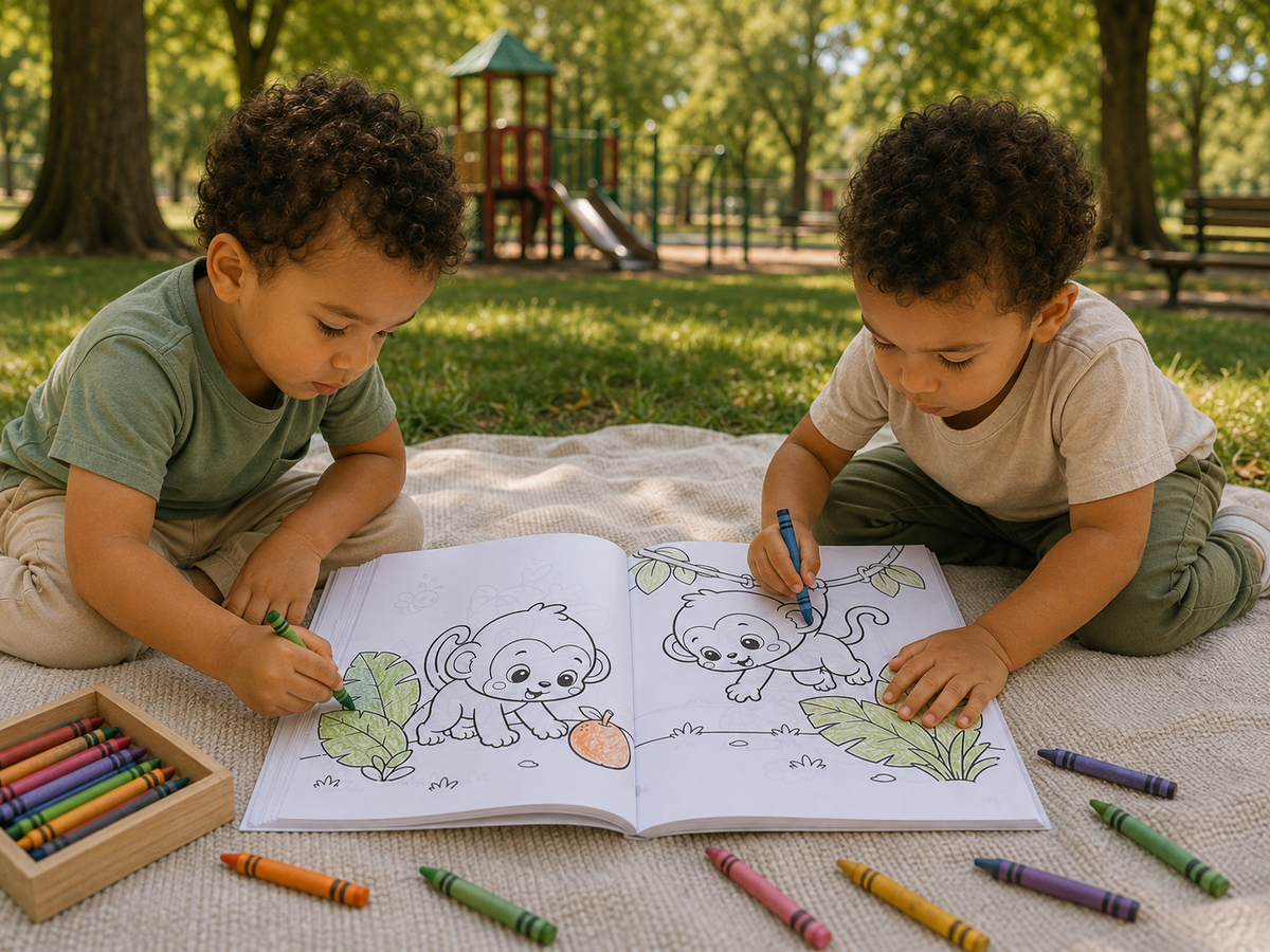 COLOREANDO JUNTOS: Animales Gemelos | Libro para Colorear para Gemelos y Mellizos
