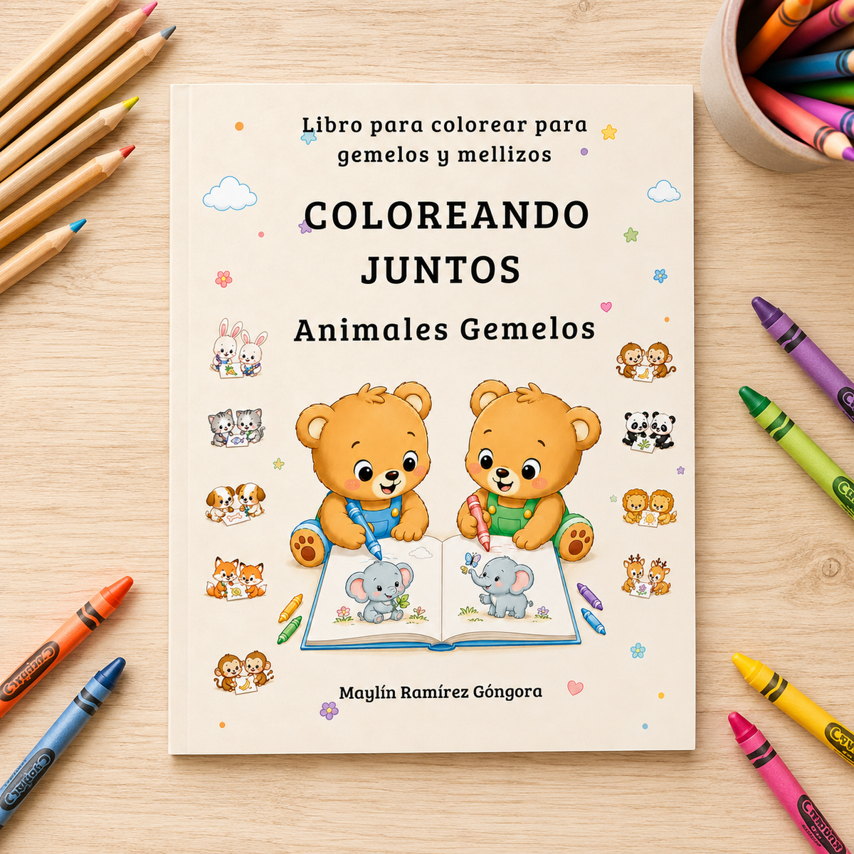 COLOREANDO JUNTOS: Animales Gemelos | Libro para Colorear para Gemelos y Mellizos