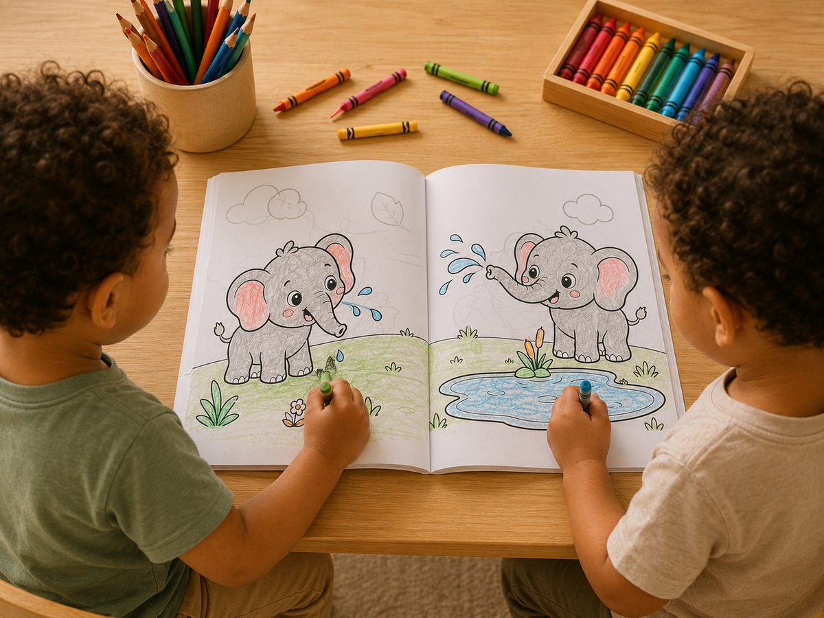 COLOREANDO JUNTOS: Animales Gemelos | Libro para Colorear para Gemelos y Mellizos