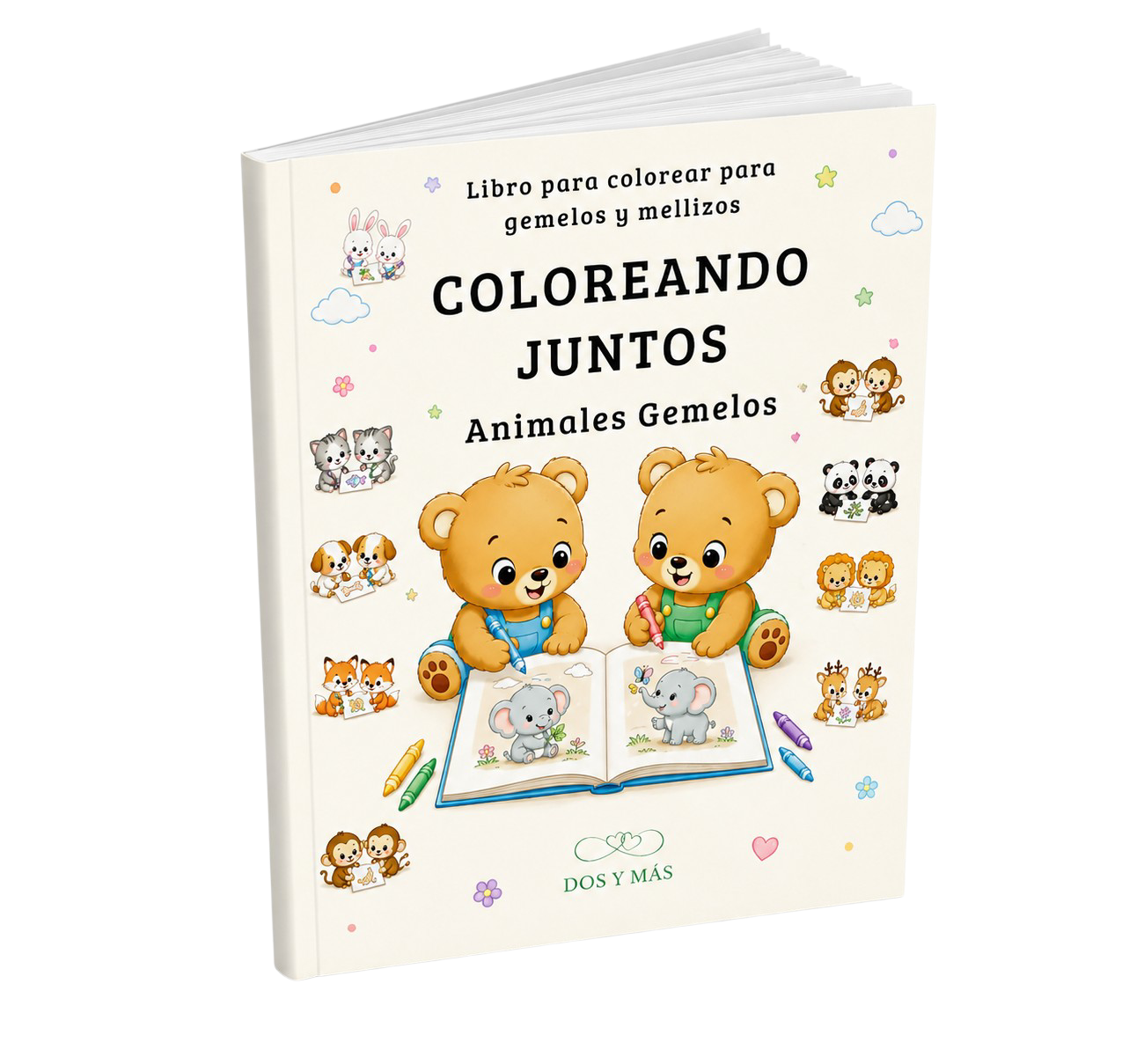 COLOREANDO JUNTOS: Animales Gemelos | Libro para Colorear para Gemelos y Mellizos