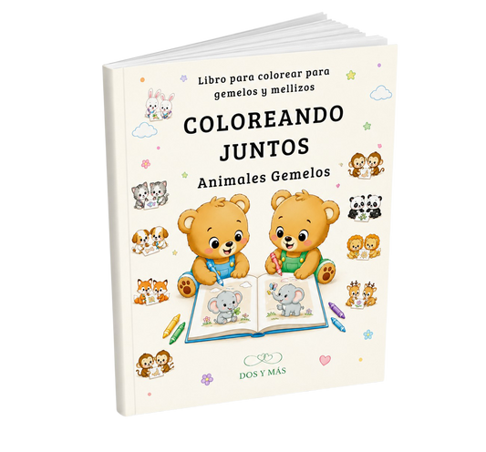 COLOREANDO JUNTOS: Animales Gemelos | Libro para Colorear para Gemelos y Mellizos