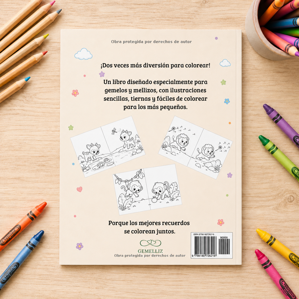 COLOREANDO JUNTOS: Animales Gemelos | Libro para Colorear para Gemelos y Mellizos